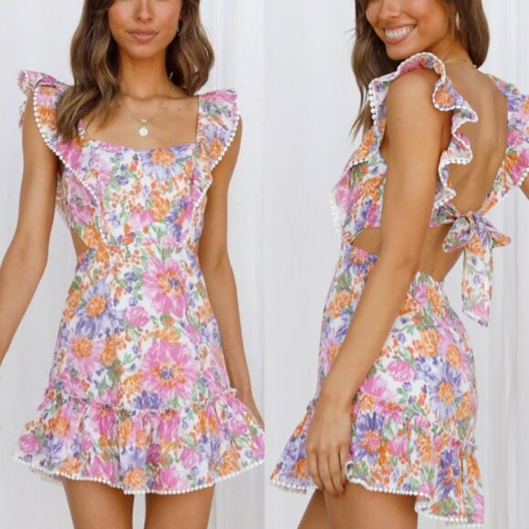 Hello Molly Dresses & Skirts - Hello Molly Forever Lover Floral Cutout Mini Dress M